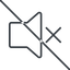 Thin, line, up, prohibited, speaker, volume, mute, unmute, music, sound, loudspeaker, mute-thin icon