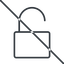 Thin, line, prohibited, unlocked, secure, safe, padlock, unlock, unlock-thin icon