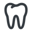 Line, up, wide, solid, horizontal, mirror, cog, medical, health, care, medic, clinical, tooth, molar, dental, dentist, stomatology, teeth, tooth-wide icon