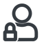 Line, wide, horizontal, mirror, user, man, woman, person, secure, safe, padlock, locked, lock, user-lock, user-lock-wide icon