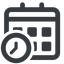 Line, wide, date, schedule, event, timetable, calendar, clock, time, meeting, hour, minute, hours, minutes, deadline, calendar-clock, calendar-clock-wide icon