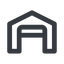 Line, wide, car, storage, repository, amazon, parking, distribution, warehouse, hangar, logistics, inventory, depot, storehouse, stockroom, warehouse-open-wide, garage, carport icon