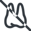 Line, down, wide, solid, cog, prohibited, medical, health, care, medic, clinical, tooth, molar, dental, dentist, stomatology, teeth, tooth-wide icon
